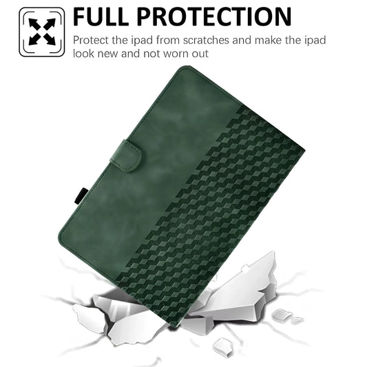Diamond frosted leather iPad Pro 11 case with built-in card holder slots shown open.