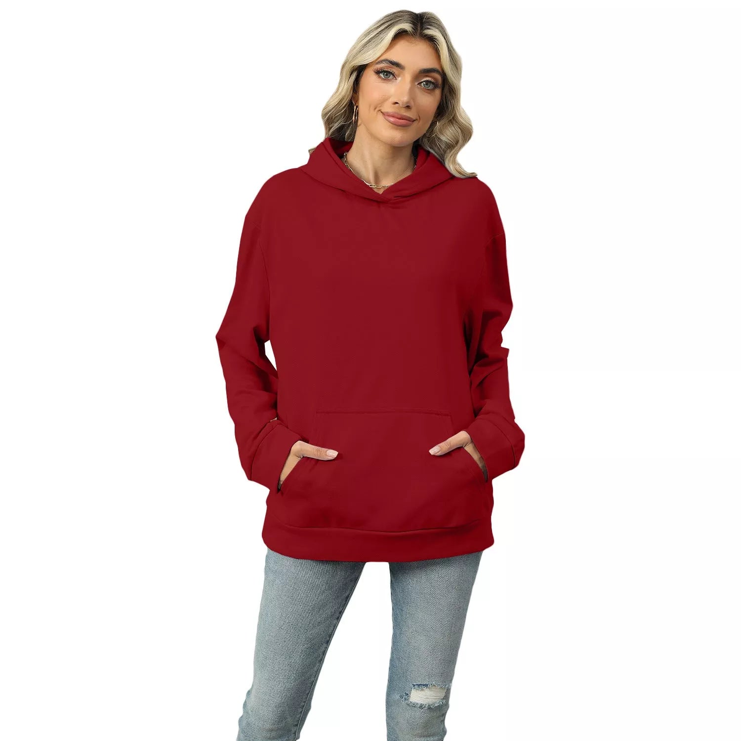 Casual Hooded Pocket Sweatshirt for Women in various colors