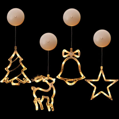 Battery-powered LED Christmas decorative light with suction cups in Santa Claus, elk, and snowman shapes