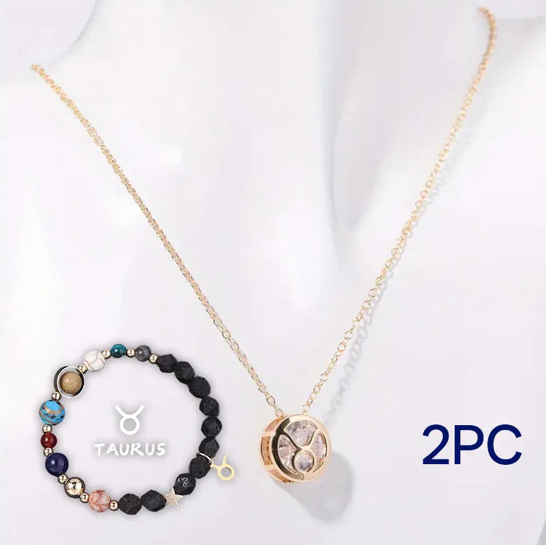 Natural stone beaded necklace and matching bracelet jewellery set with semi-precious gemstones