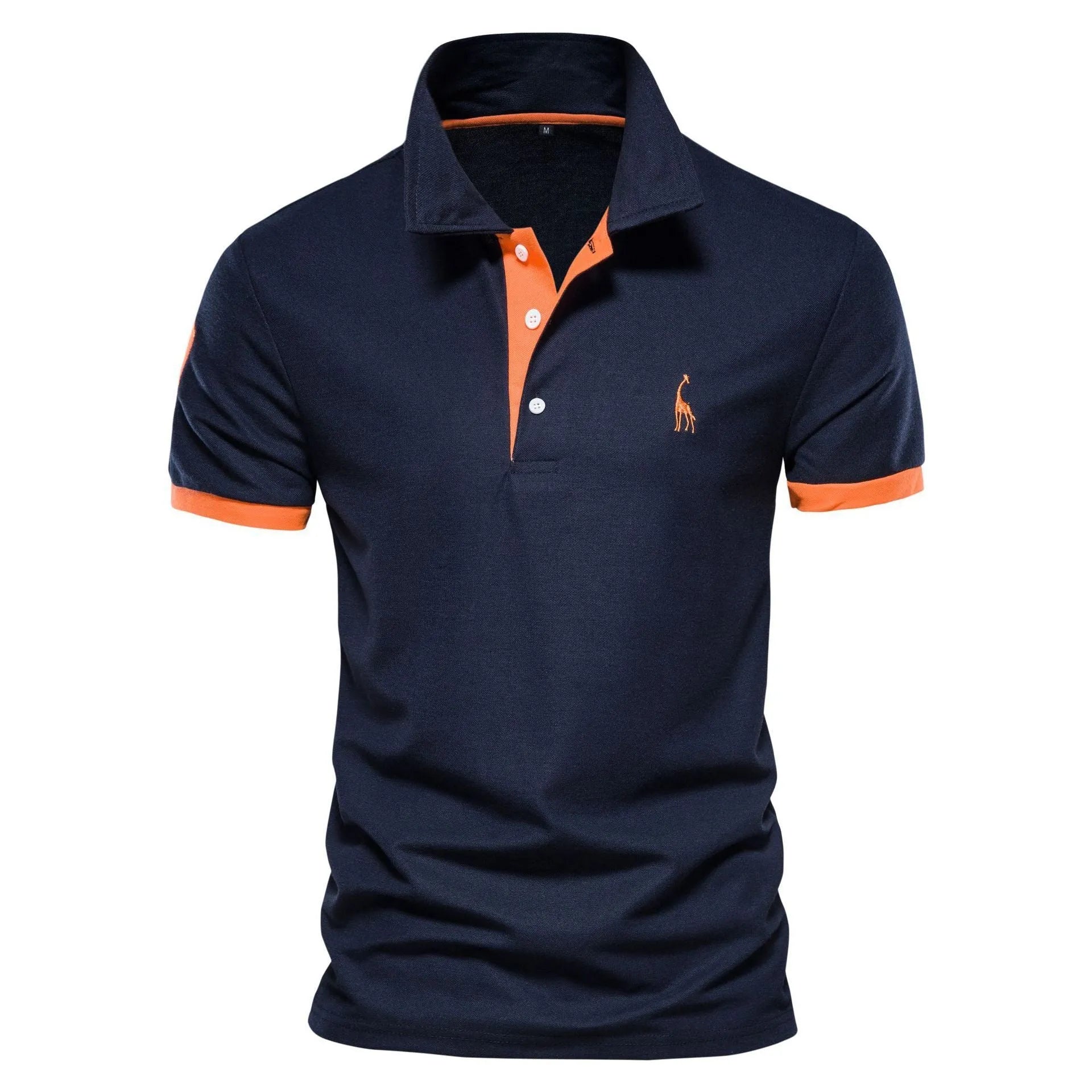 Men's slim-fit short sleeve T-shirt with embroidered deer design on front, available in multiple colours