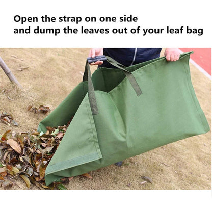 Heavy duty recyclable garden tote for yard waste, green color, with hook-and-loop fasteners