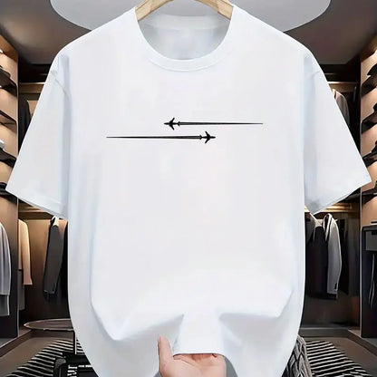 Loose-fit printed cotton blend T-shirt in black on a hanger
