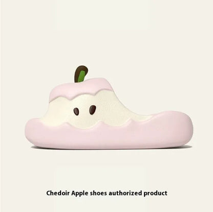 Cartoon fruit print EVA parent-child sandals in light pink colour, flip-flop style homewear slippers
