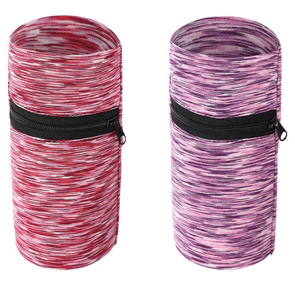 Sports arm bag with adjustable strap showing multiple colour options including striped patterns