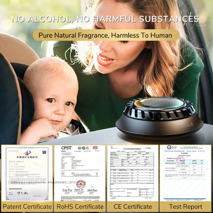 Solar-powered car aromatherapy diffuser with ceramic incense chip on dashboard