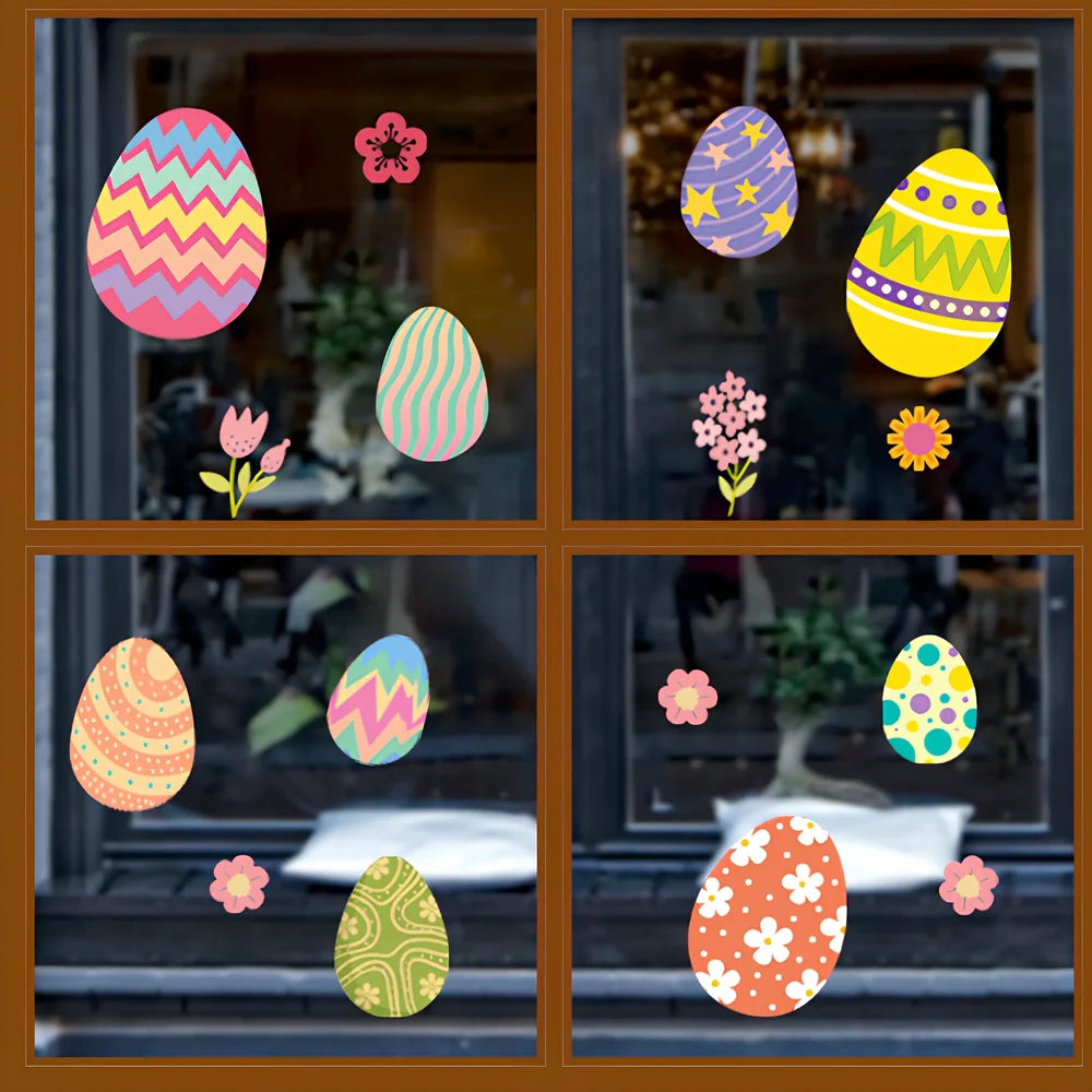 Easter rabbit pattern wall sticker set with 15 PVC panels measuring 20x30cm each