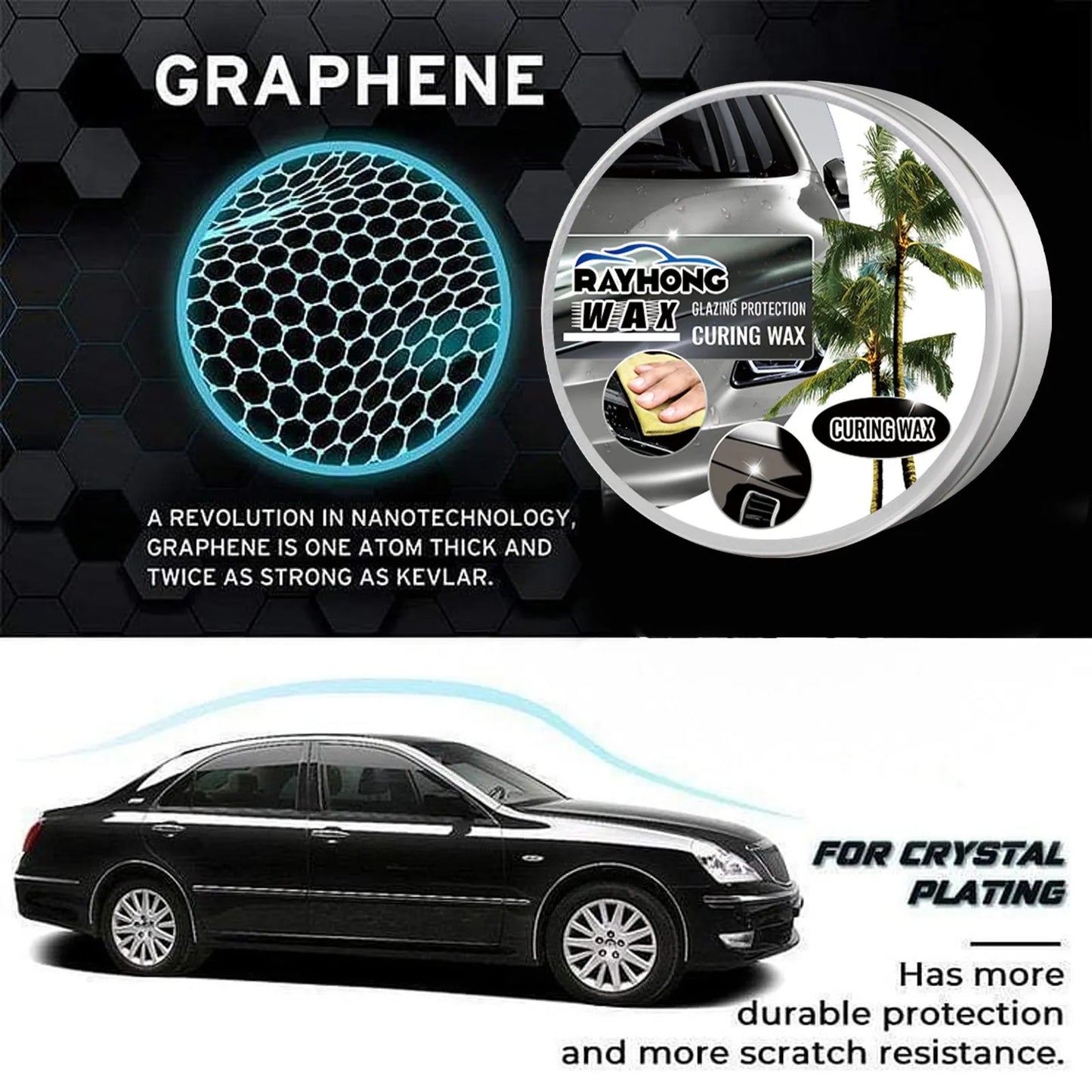 100g car coating wax tin with application sponge for automotive paint protection