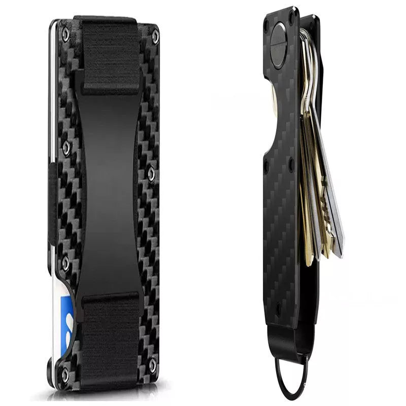 Metal carbon fiber wallet with RFID blocking technology in various colors