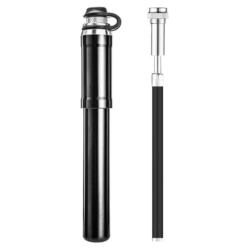 Portable Mini High Pressure Bicycle Pump in black and silver options