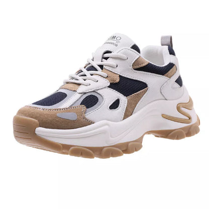 Retro Color Matching Casual Sneakers for Students in black and khaki