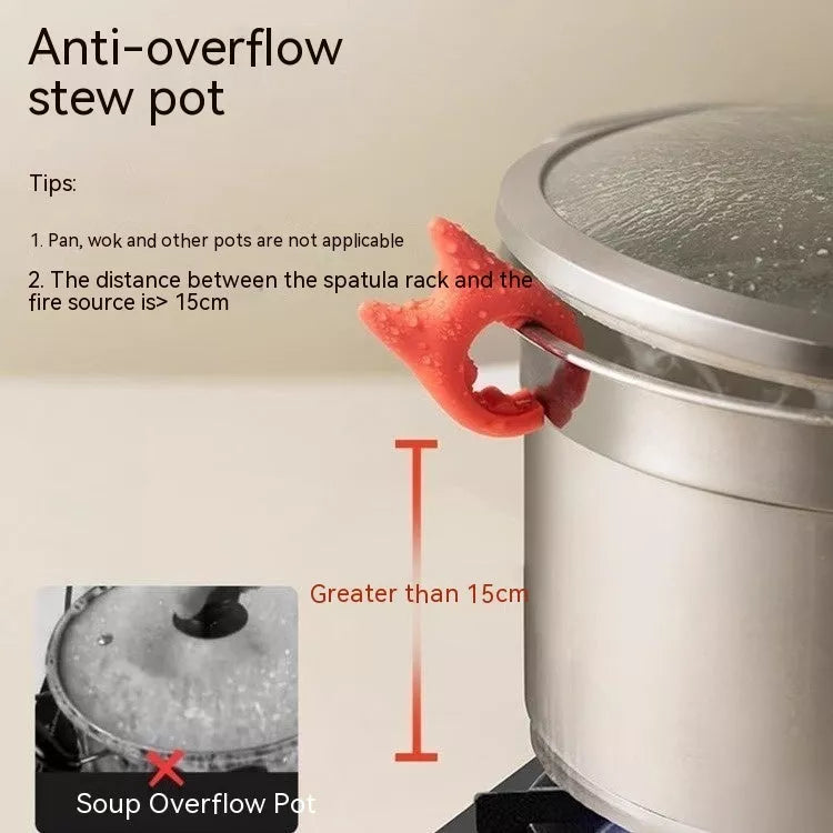 Multifunctional silicone spatula holder with anti-overflow design for kitchen utensils