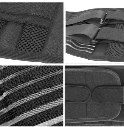 Men's and women's breathable sports support belt in black, sizes S to XXL