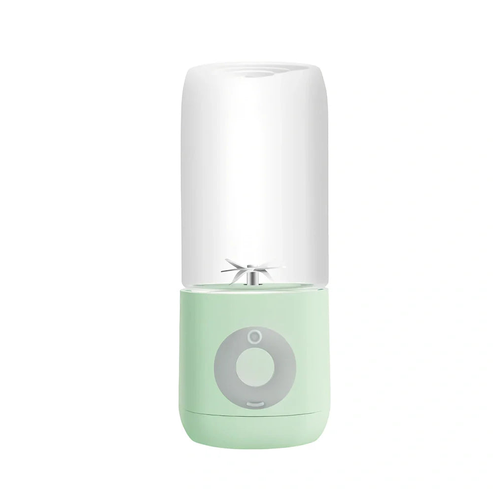 Compact USB automatic juicer in green colour measuring 7cm wide with 19.5cm height