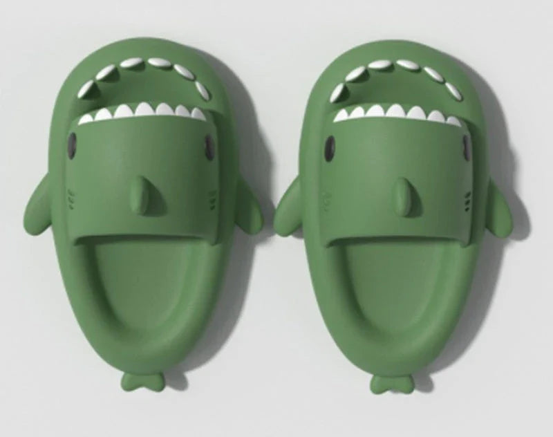 Cozy cartoon shark-themed slippers with anti-slip sole for indoor and outdoor wear