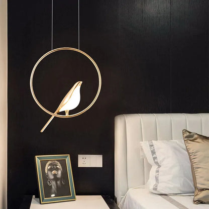 Modern minimalist magpie bird chandelier with zinc alloy and acrylic construction, 35cm length, 150cm height