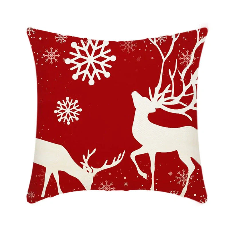 Elk Santa Claus plush cushion cover for festive holiday decor