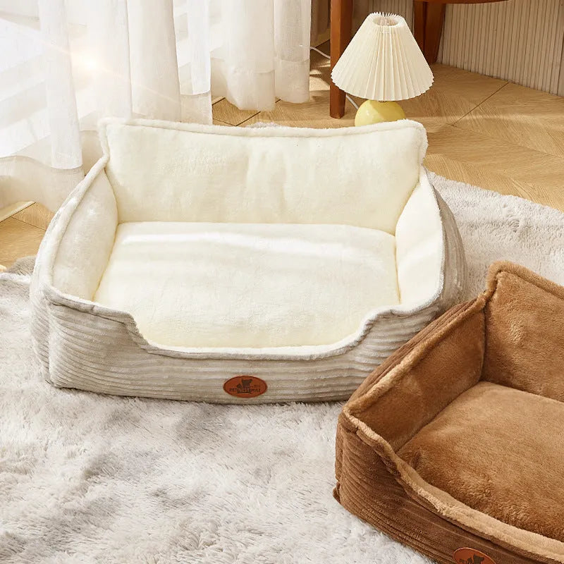 Four-season removable kennel bed for small medium dogs and cats in coffee or white colour