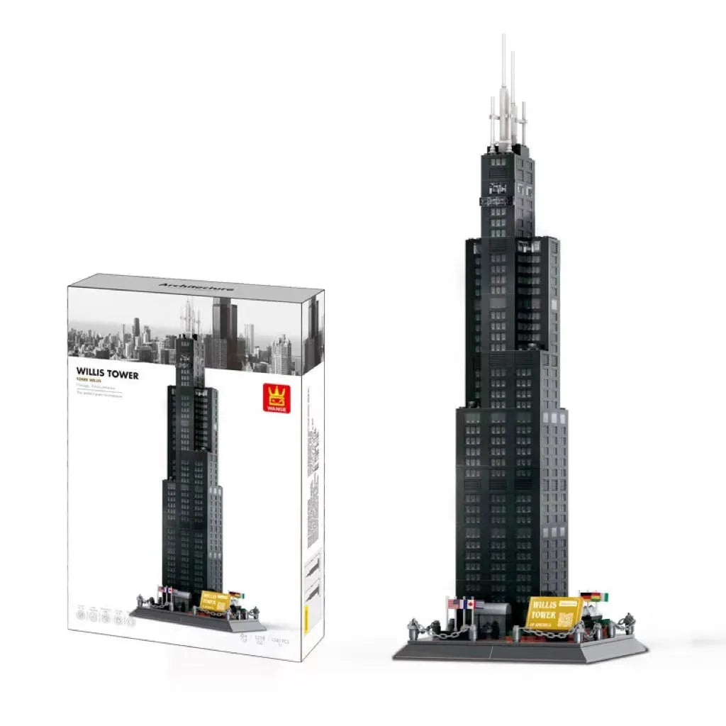 Wange building block set with 800+ ABS plastic pieces for constructing architectural landmark models