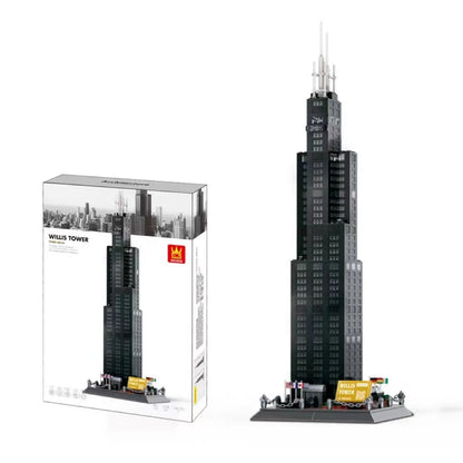 Wange building block set with 800+ ABS plastic pieces for constructing architectural landmark models