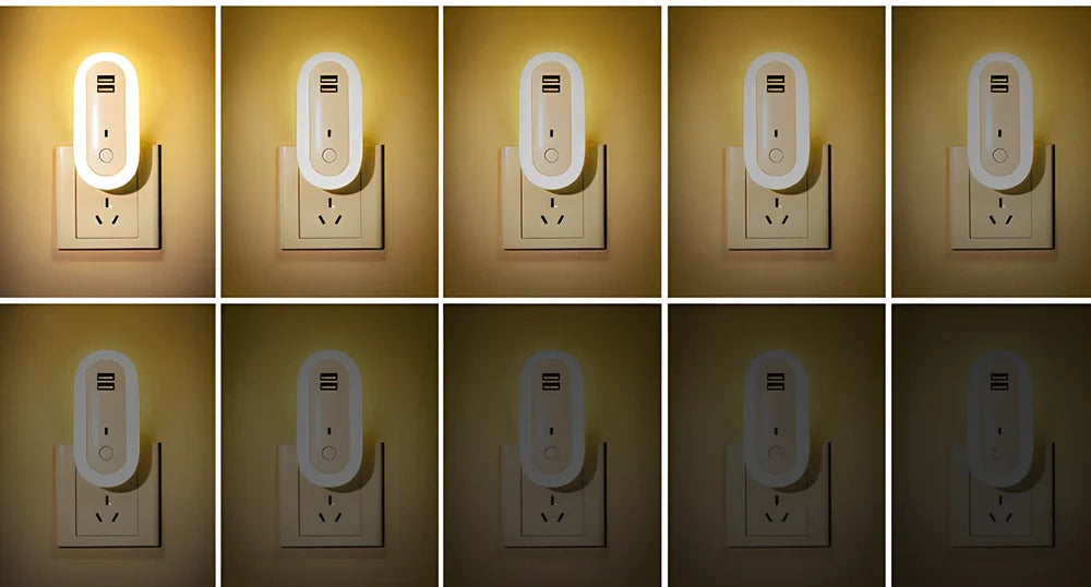 Oval small night lamp with dual USB ports and remote control measuring 50x61x104mm