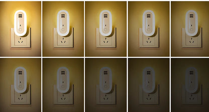 Oval small night lamp with dual USB ports and remote control measuring 50x61x104mm