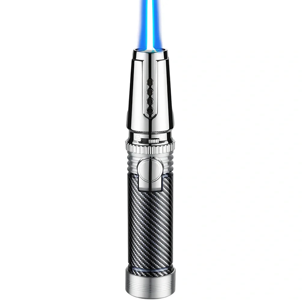Windproof electronic cigar lighter with blue flame and zinc alloy construction