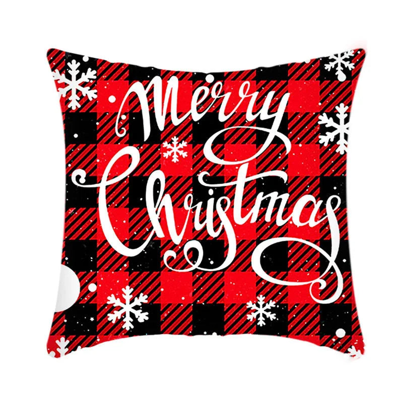 Elk Santa Claus plush cushion cover for festive holiday decor