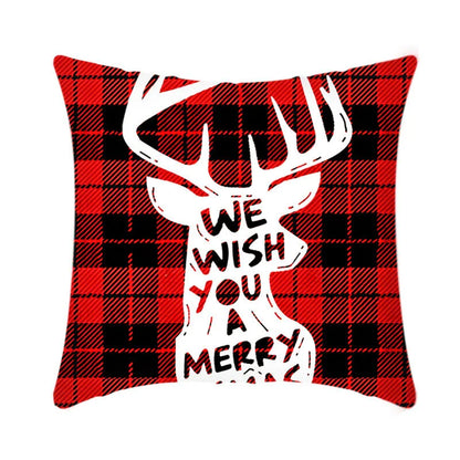 Elk Santa Claus plush cushion cover for festive holiday decor