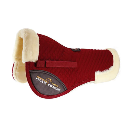 Equestrian riding saddle pad wool shock absorber in black colour with waist protection design