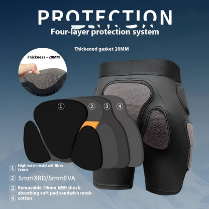 X-ray diffraction ski protective hip and knee pads for impact absorption during sports