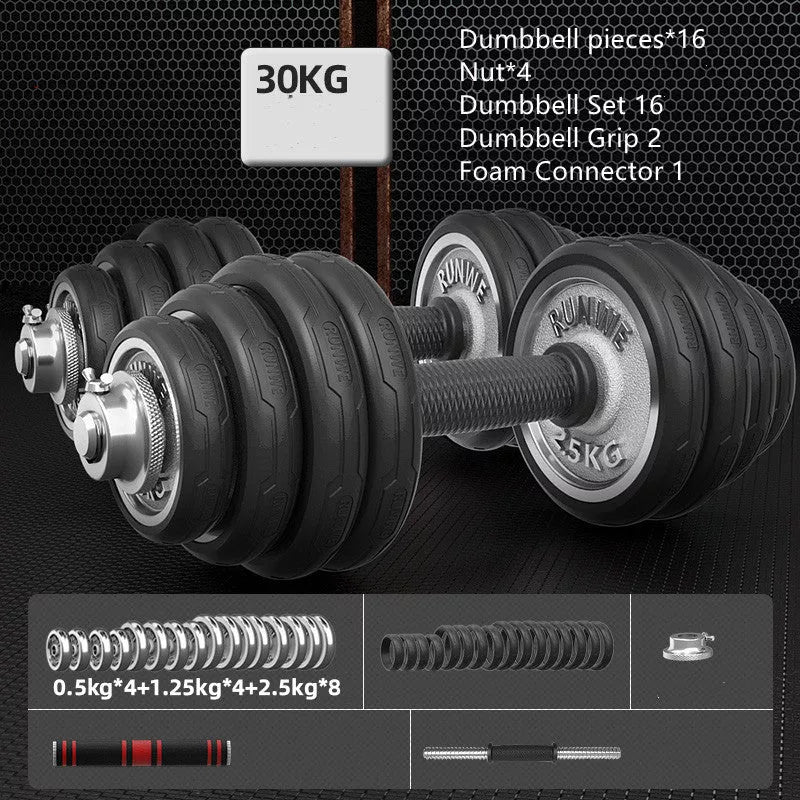 Men's Electroplating Pure Iron Barbell Set with multiple weight options and protective covers