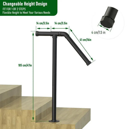Black metal ladder support bracket with American minimalist design for stair and shelf installation
