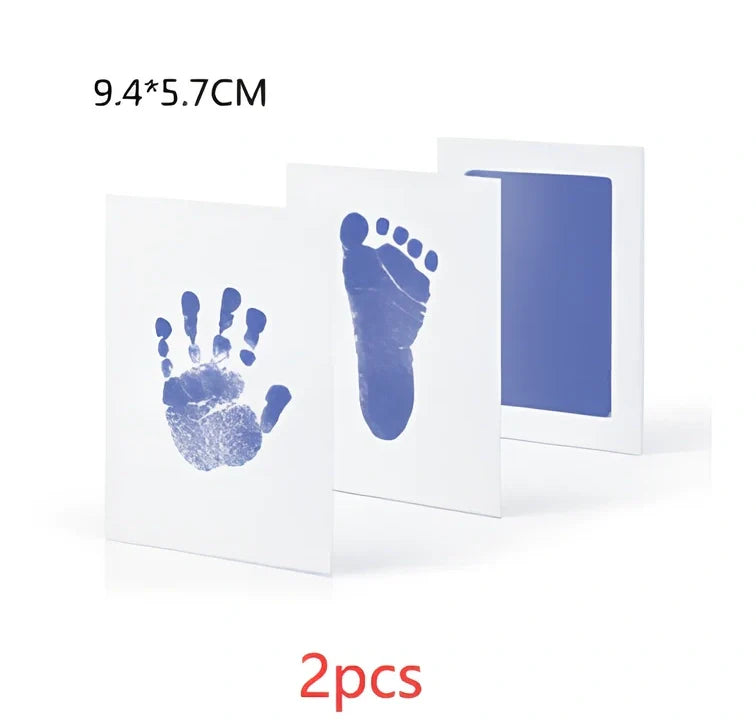 Disposable ink baby hand and foot print kit with six colour options and two size formats