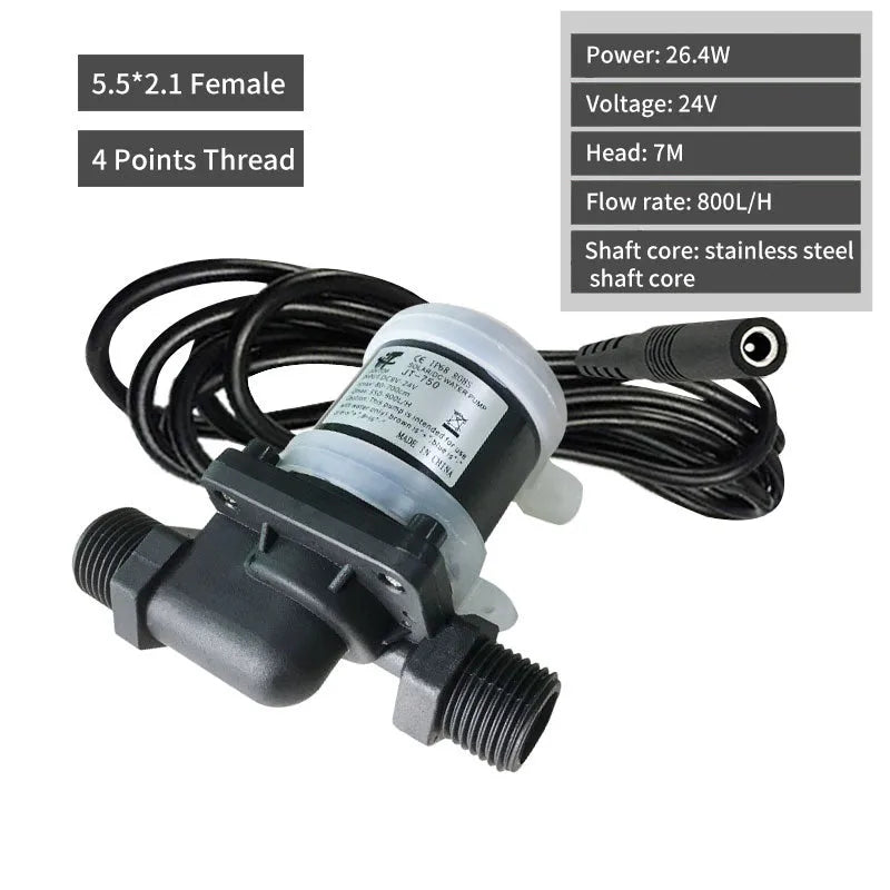 Jiatong JT-750 DC water pump with threaded connections for solar and underfloor heating systems