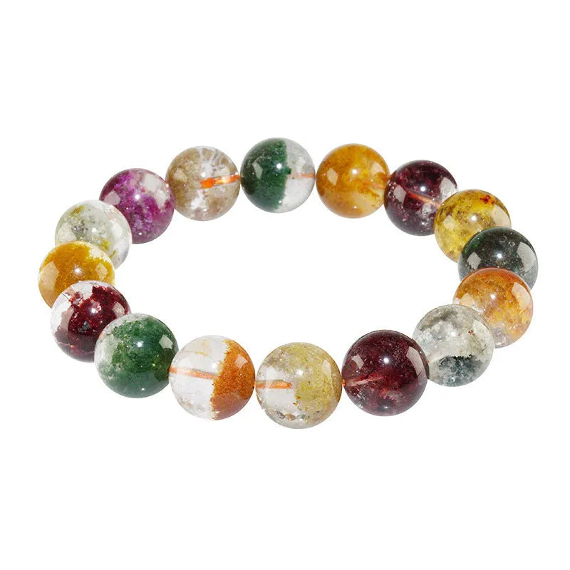 Colourful ghost cornucopia design bracelet made with 10mm crystal beads in a retro ethnic ball bracelet style.
