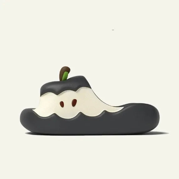 Cartoon fruit print EVA parent-child sandals in light pink colour, flip-flop style homewear slippers