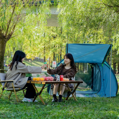 Single-Layer Automatic Speed Open Tent in dark green and brown, perfect for outdoor adventures
