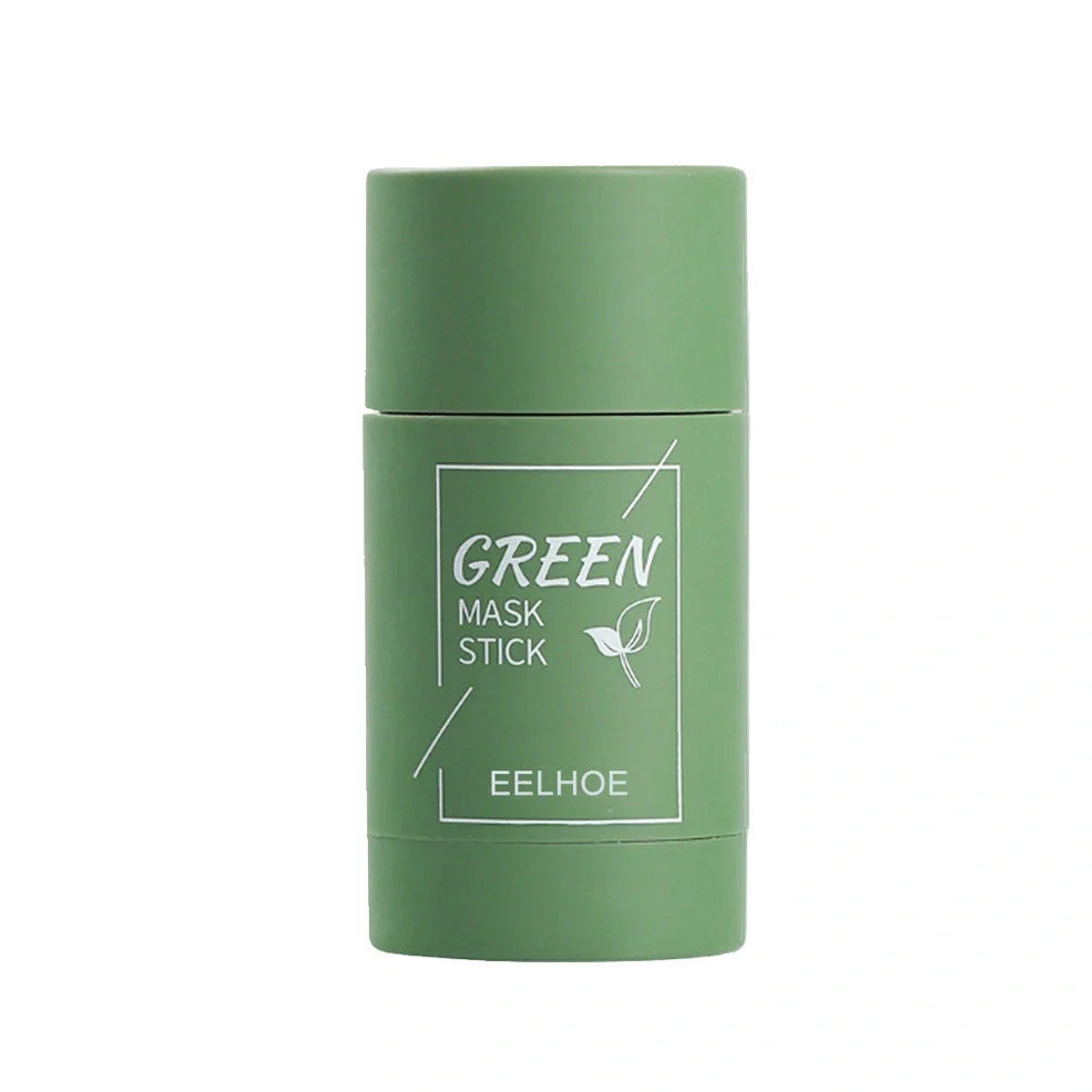 Rotating head face mask stick showing charcoal and Vitamin C solid clay formulations