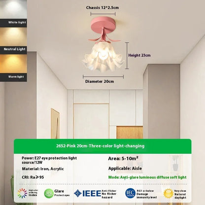 Cream Linglan flower design corridor aisle light with LED illumination and remote control for dimming