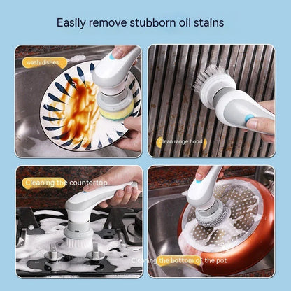 Cordless Electric Spin Cleaning Brush with 4 Interchangeable Brush Heads for Powerful Scrubbing of Tiles, Countertops, and More