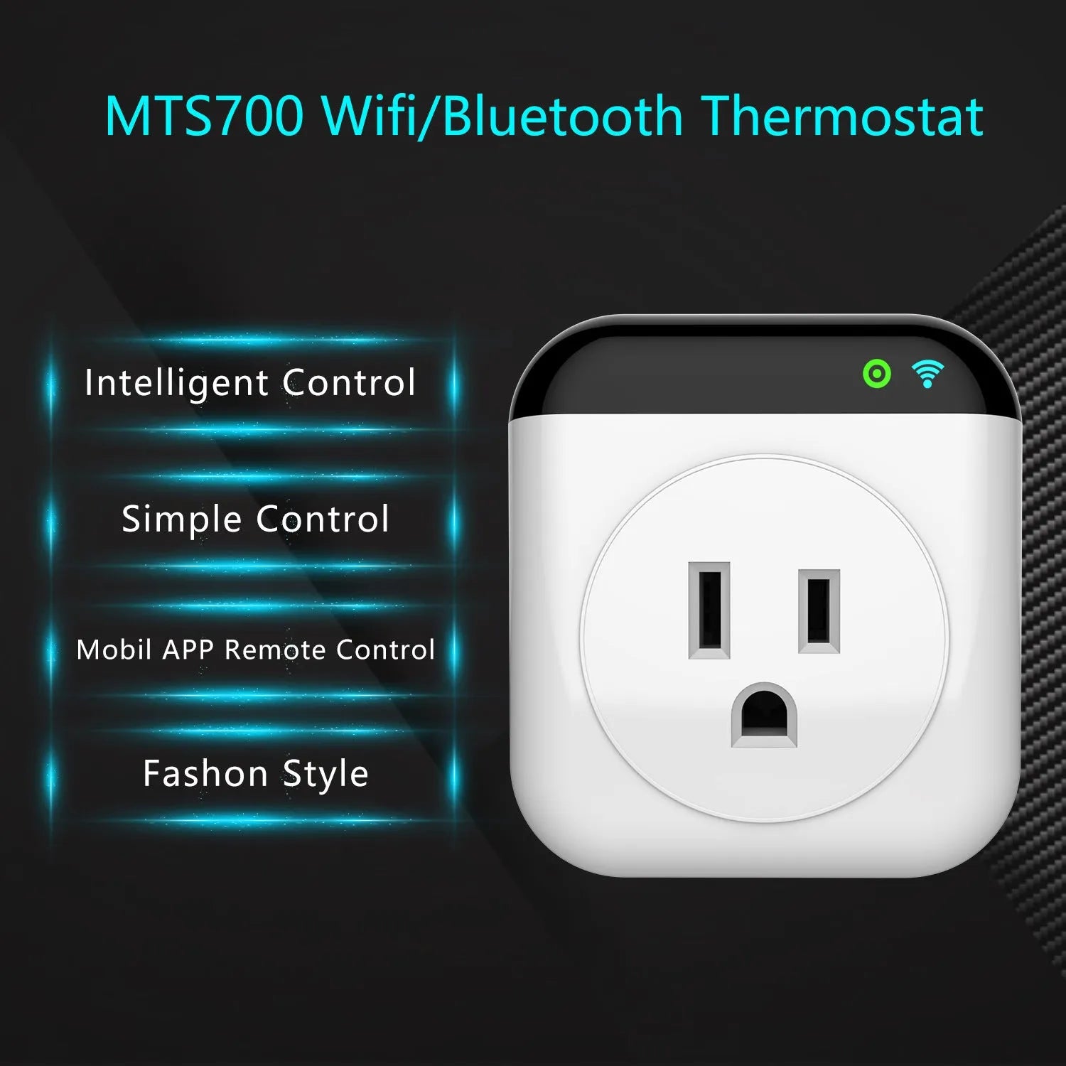 White Tuya smart temperature control socket with three US outlets and temperature sensor probe
