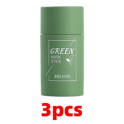 Rotating head face mask stick showing charcoal and Vitamin C solid clay formulations
