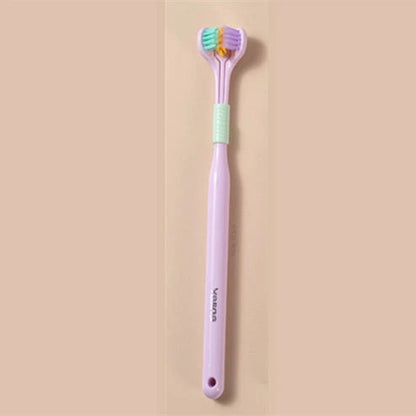 Soft Bristle Tri-Angle Toothbrush with customizable features for deep cleaning and travel convenience