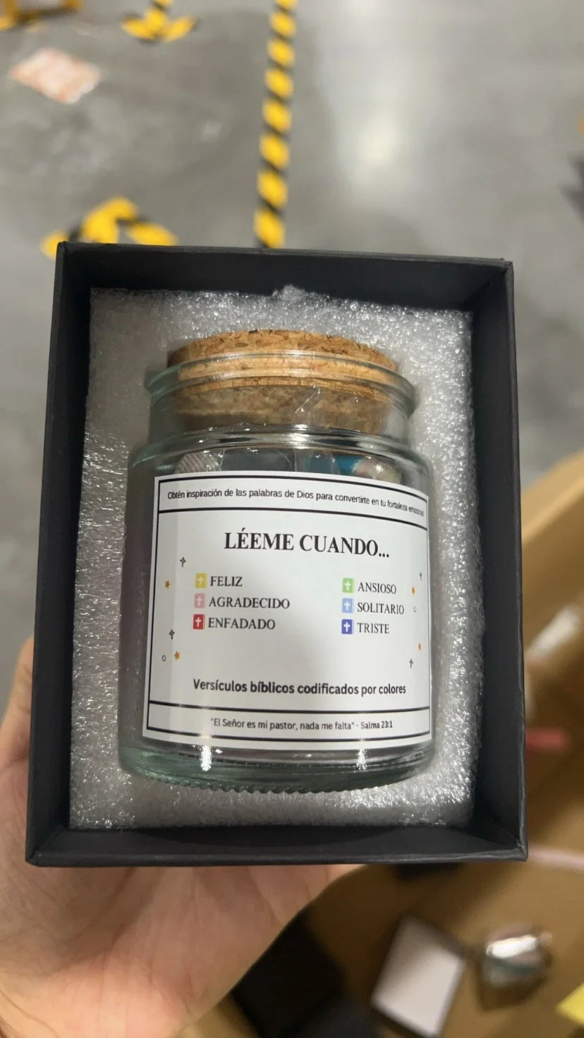 Bible Verses In A Jar glass container with 90 inspirational verses