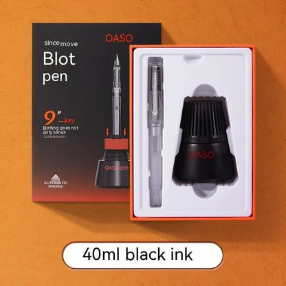 Automatic suction pen set with plastic construction and choice of pen heads for student and office writing