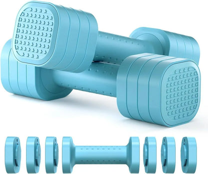 Detachable dumbbell set with adjustable weight options in various colours for women's fitness training