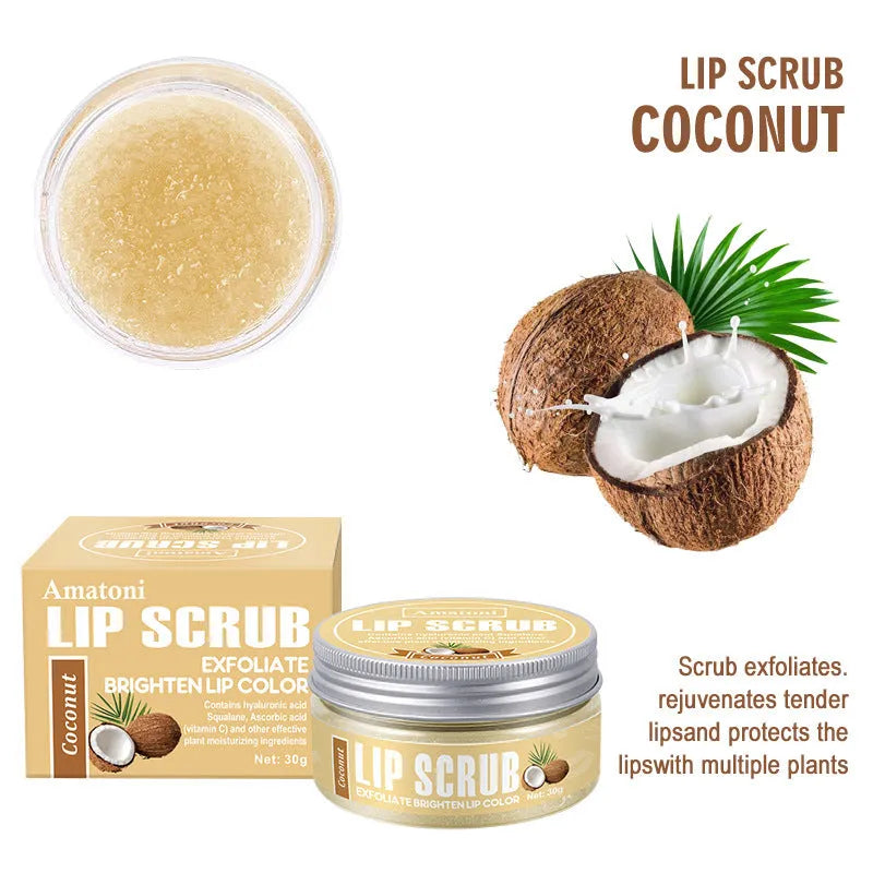 Amatoni lip scrub cream pot in 30g size for exfoliating and moisturising dry lips.