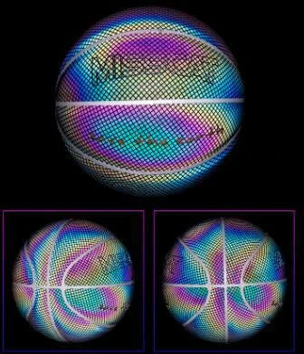 Glowing luminous basketball with mesmerizing rainbow, moon, and multicolored lighting effects for dazzling nighttime games