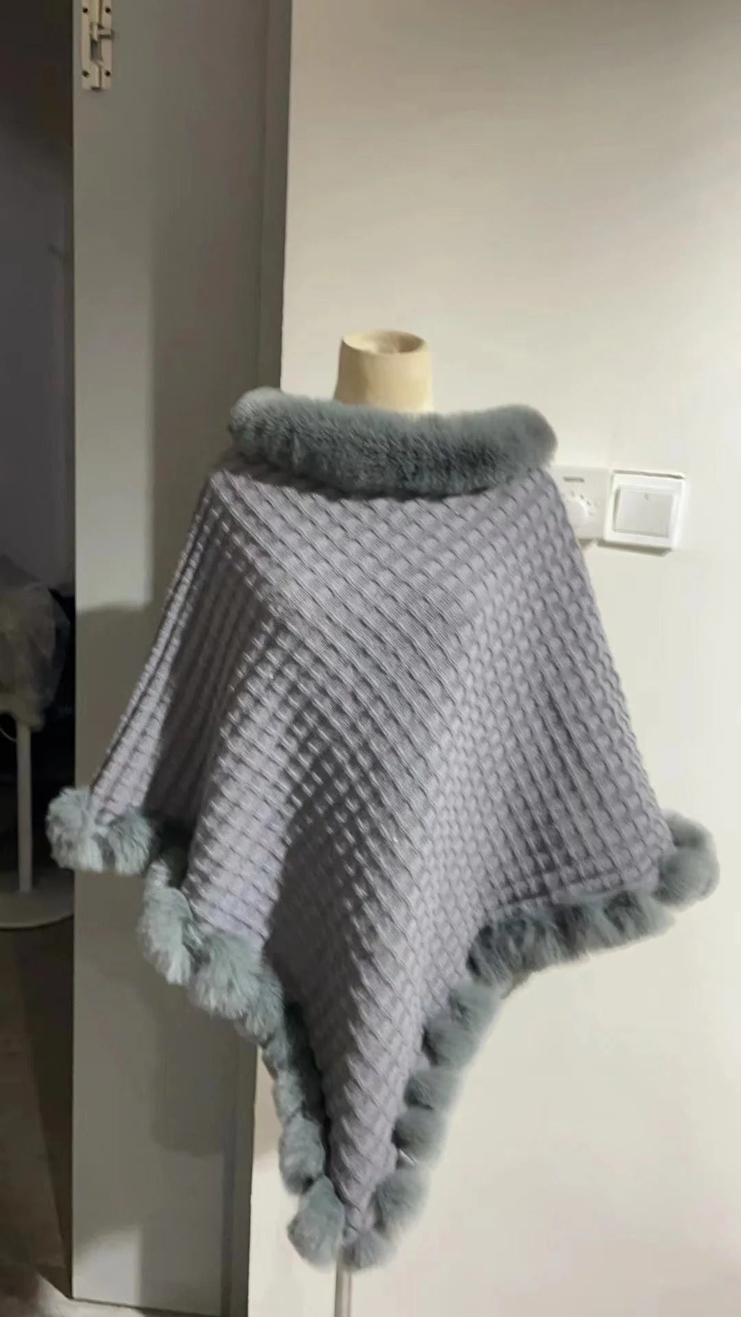 Luxury Rex Rabbit Fur Shawl Cape for Women in various colors